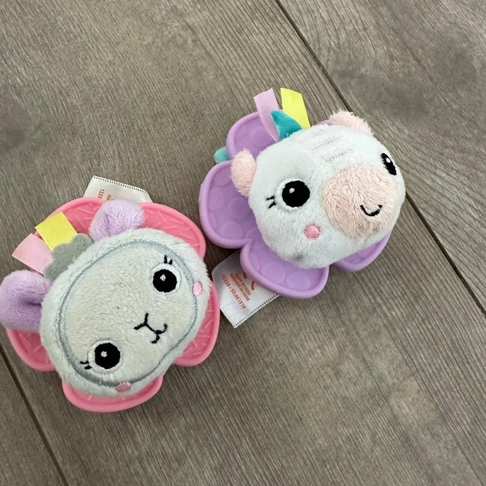 Bright Starts set of two ankle plush rattles baby girl
